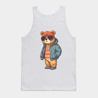 A cute teddy bear wearing street fashion Tank Top